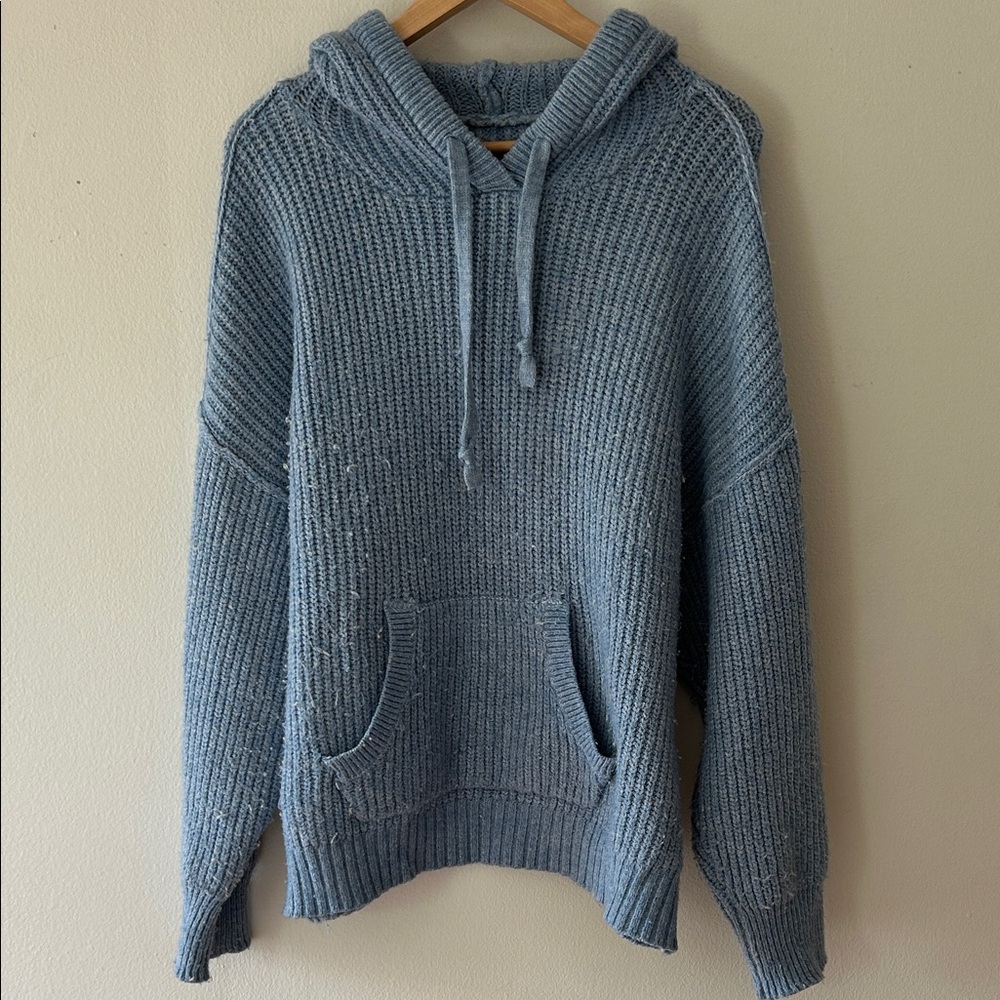 American Eagle Cozy Blue Knit Hoodie size Medium